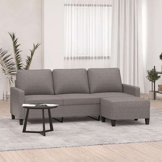 canapé 3 places avec pouf Taupe 180 cm Tissu