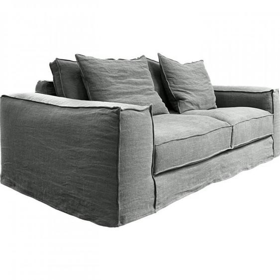 Canapé 3 places COLOGNE tissu polyester gris déhoussable largeur 223cm Home Spirit