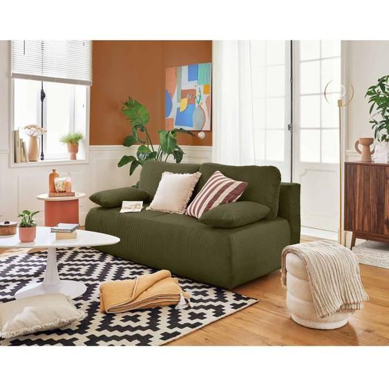 Canapé 3 places convertible avec coffre en velours côtelé - Vert - BESTMOBILIER