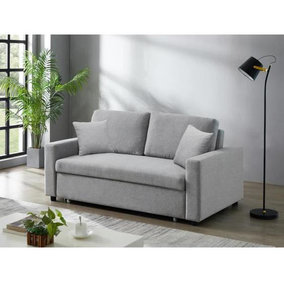 Canapé 3 places convertible en tissu INIZOR - Gris clair - Classique - Intemporel - Ferme