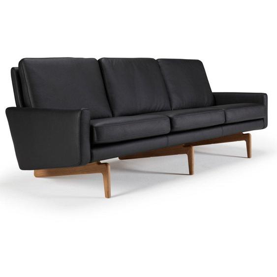 Canapé 3 places design scandinave EGSMARK piétement en chêne cuir noir
