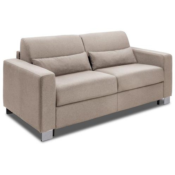 Canapé 3 places DOMUS V2 convertible EXPRESS sommier lattes 140cm matelas 17 cm tweed beige