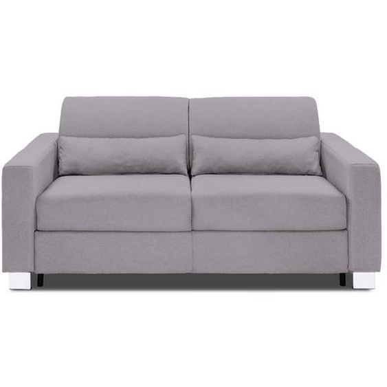 Canapé 3 places DOMUS V2 convertible EXPRESS sommier métal 140cm matelas 18cm tissu tweed twist gris clair