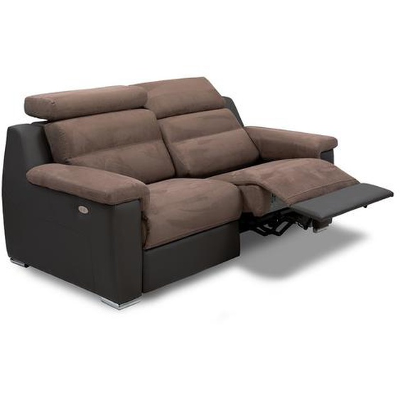 Canapé 3 places relax électrique RELAXO avec système zéro wall bicolore gris graphite / taupe