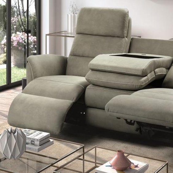 Canapé 3 places USB électrique relax - Adem - Gris clair C100