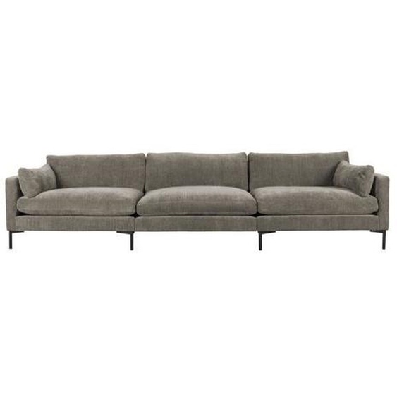 Canapé 4,5 places fixe - SUMMER - Tissu taupe - Confort moelleux - Déhoussable - Design contemporain