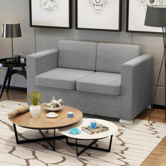 Canapé à 2 places Tissu Gris clair
