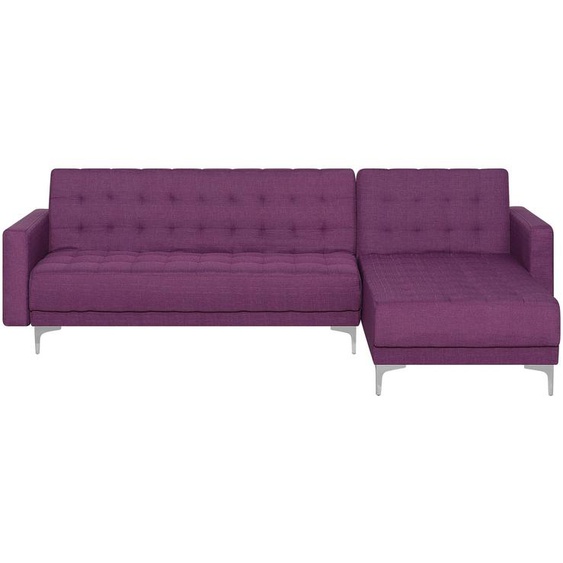 Canapé angle gauche convertible en tissu violet 4 places