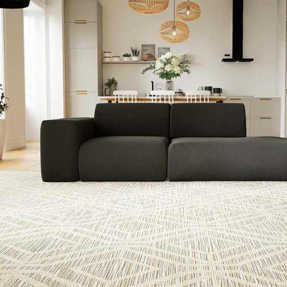 Canapé - Anthracite, forme arrondie, canapé bas et profond pour salon, en tissu sans pieds - 243 x 72 x 107 cm, modulable