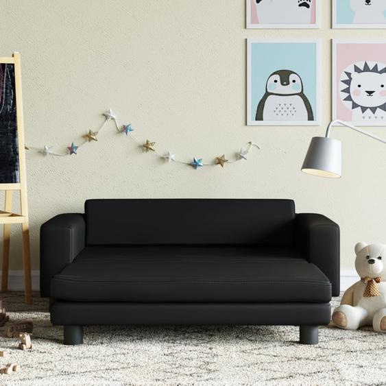 Canapé avec repose-pied pour enfants noir 100x50x30 cm