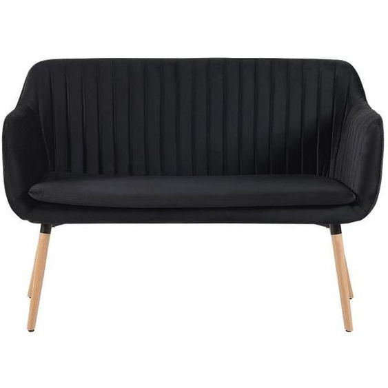 Canapé banquette 2 places en velours noir - BELIANI - TABY - Style scandinave - Moderne - Avec accoudoirs