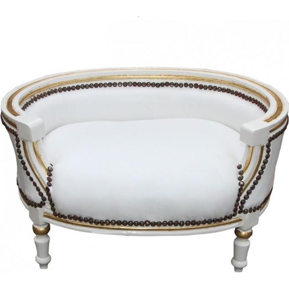 Canapé Casa Padrino Barock pour chiens et chats, style antique, blanc et or, dimensions : 71,5 x 53 x 41 cm