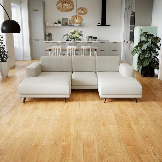 Canapé - Blanc, modèle épuré, canapé pour salon, en tissu avec pieds personnalisables - 248 x 75 x 162 cm, modulable