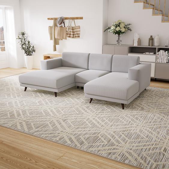 Canapé - Blanc, modèle épuré, canapé pour salon, en tissu avec pieds personnalisables - 248 x 75 x 162 cm, modulable