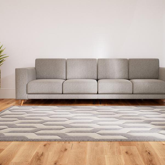 Canapé - Blanc Naturel, modèle épuré, canapé pour salon, en tissu avec pieds personnalisables - 276 x 75 x 98 cm, modulable