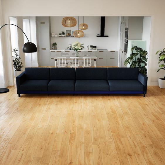 Canapé - Bleu Nuit, modèle épuré, canapé pour salon, en tissu avec pieds personnalisables - 384 x 75 x 98 cm, modulable