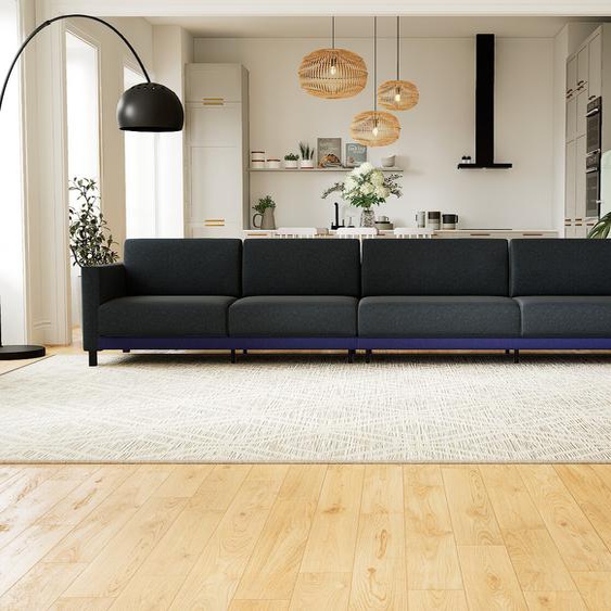 Canapé - Bleu Nuit, modèle épuré, canapé pour salon, en tissu avec pieds personnalisables - 384 x 75 x 98 cm, modulable