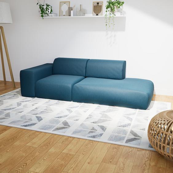 Canapé - Bleu Océan, forme arrondie, canapé bas et profond pour salon, en tissu sans pieds - 243 x 72 x 107 cm, modulable