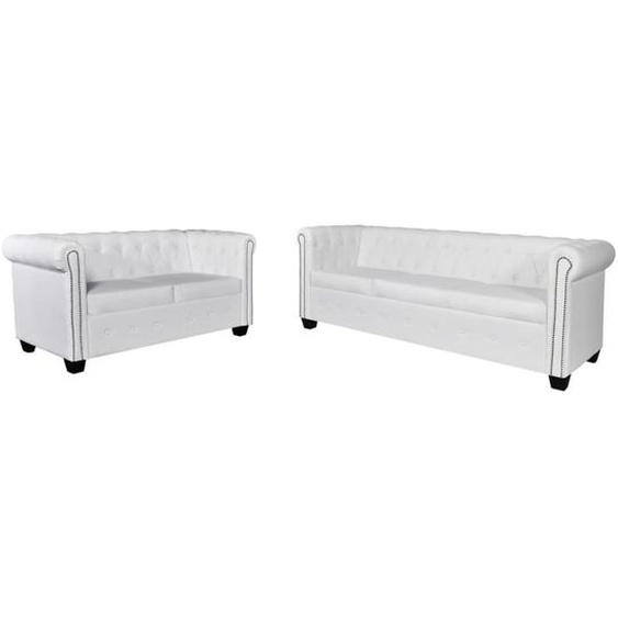 Canapé Chesterfield à 2 places et à 3 places blanc