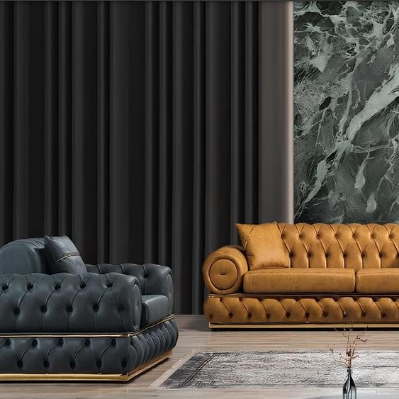 Canapé Chesterfield De Luxe 3+1 Places Garniture Fauteuil Canapés Rembourrés