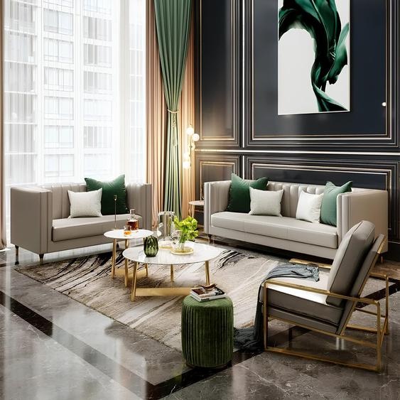 Canapé classique de designer Siège rembourré 3+1 sièges Canapé en velours de luxe Canapés Garniture