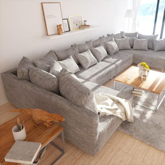 Canapé Clovis XL canapé modulaire tissu structuré gris clair accoudoir, Design Canapés panoramiques, Couch Loft, Modulsofa, modular