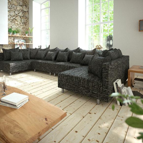 Canapé Clovis XL noir salon modulaire tissu structuré, Design Canapés panoramiques, Couch Loft, Modulsofa, modular