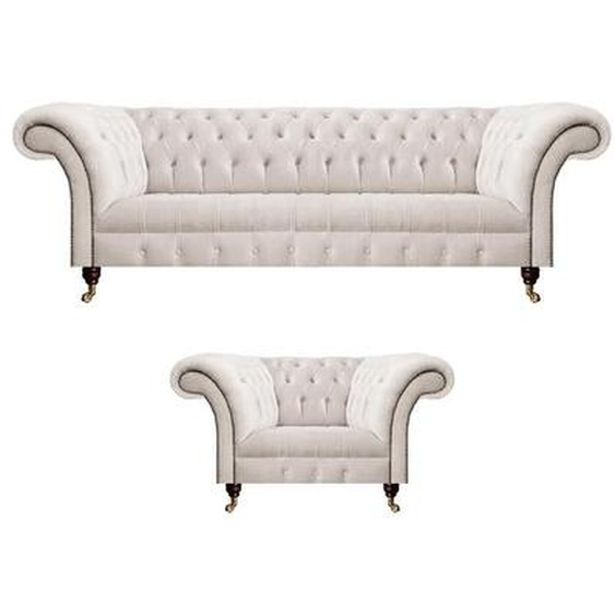 Canapé complet 2pcs Fauteuil Canapé trois places Canapé Garniture de canapé Chesterfield