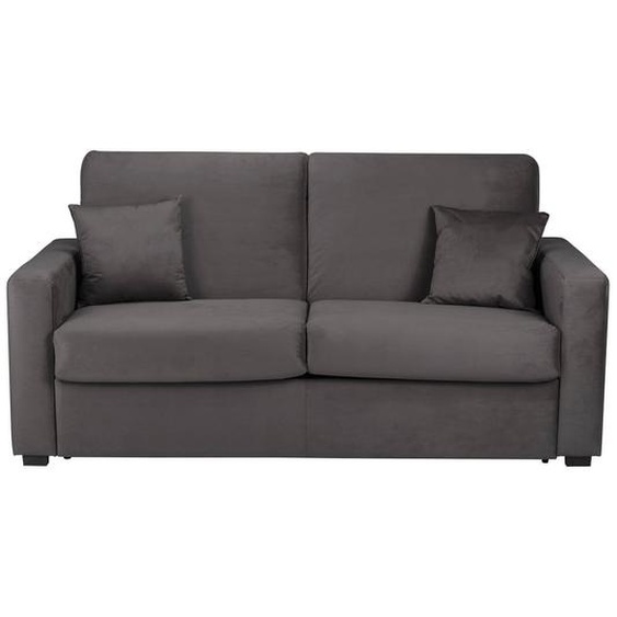 Canapé convertible 140 x 200 cm en tissu effet velours taupe Ripozzini