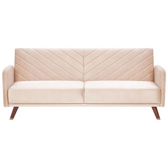 Canapé convertible 3 places en velours beige SENJA