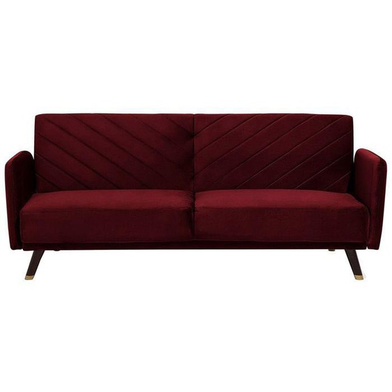 Canapé convertible 3 places en velours rouge SENJA