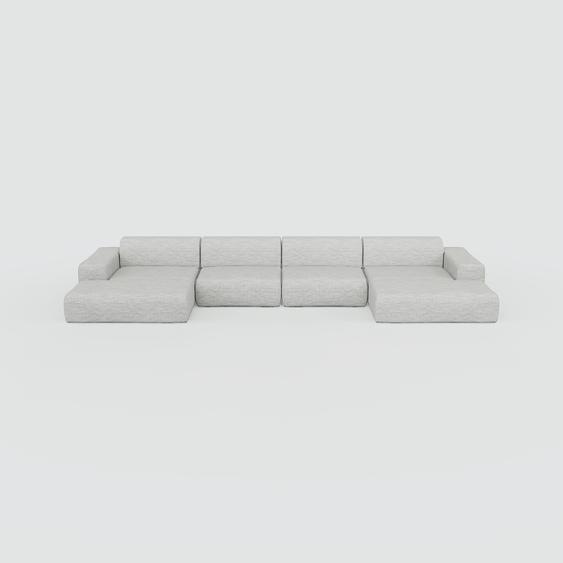 Canapé convertible - Blanc Granite, design arrondi, canapé lit confortable, moelleux et lit confortable - 470 x 72 x 168 cm, modulable