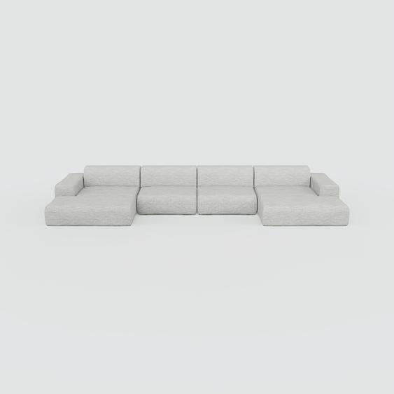 Canapé convertible - Blanc Granite, design arrondi, canapé lit confortable, moelleux et lit confortable - 470 x 72 x 168 cm, modulable