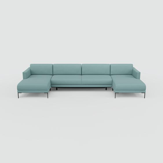 Canapé convertible - Bleu Pigeon, design épuré, canapé lit confortable, confortable avec coffre de rangement - 384 x 81 x 162 cm, modulable