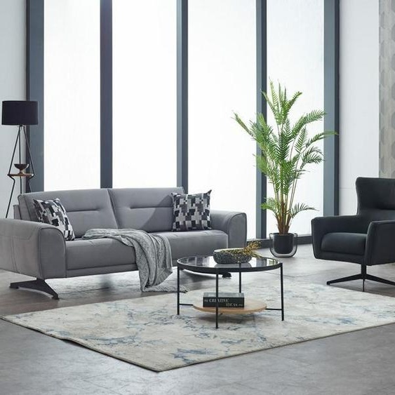 Canapé convertible Canapé 3 places 2 pièces en tissu Fauteuil gris Canapé