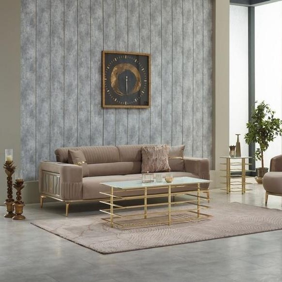 Canapé convertible Canapé trois places en tissu Fauteuil beige Canapé 2 pièces