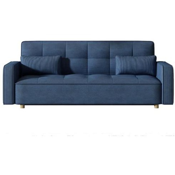 Canapé convertible - COPENHAGUE - Concept Usine - 3 places - Velours cotelé - couleur Bleu - contemporain