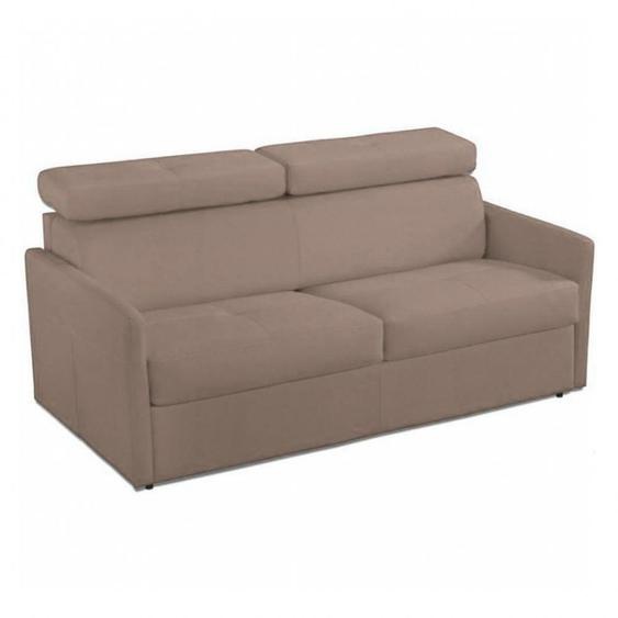 Canapé convertible express 120 MONTMARTRE matelas 18 cm tissu tweed luna taupe sable