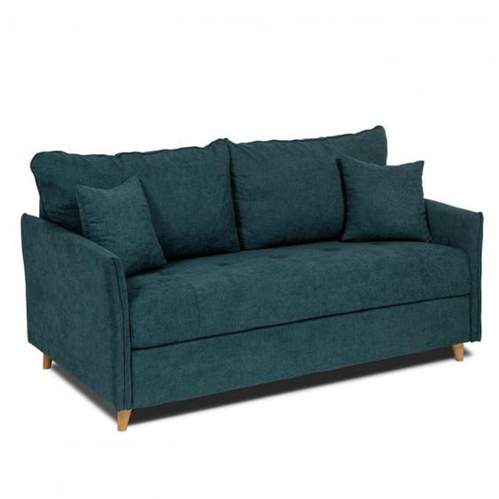Canapé convertible express 120 RASPAIL matelas 16 cm sommier METAL enjoy bleu vert