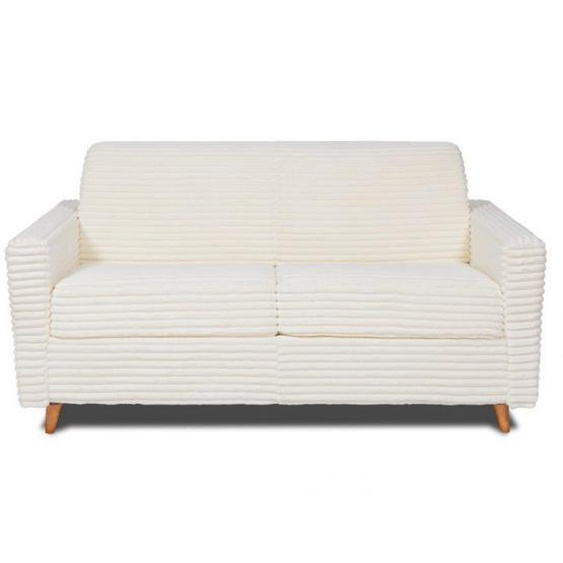 Canapé convertible express 120 VIKING matelas 20 cm sommier métal velours ambience ivoire