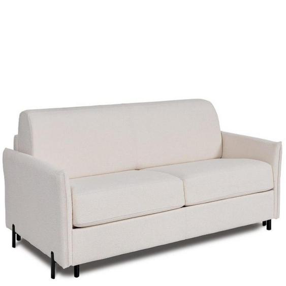 Canapé convertible express 140 LUTECE matelas 20 cm sommier métal revêtement aspect cuir crème