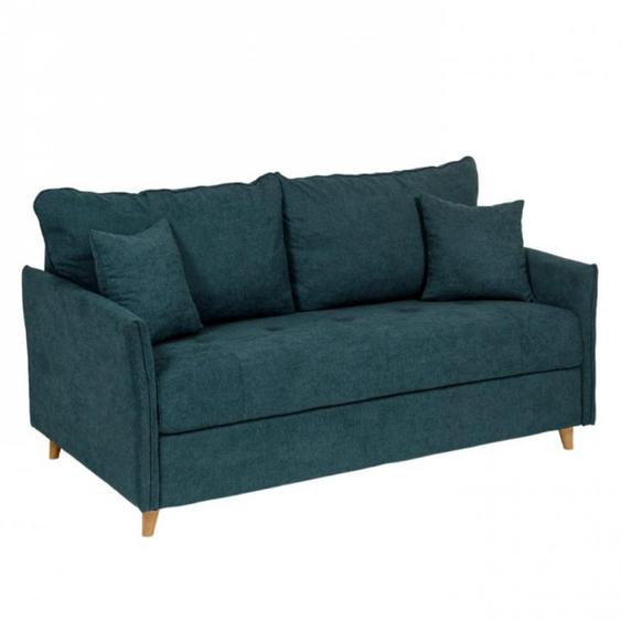 Canapé convertible express 140 RASPAIL matelas 16 cm sommier LATTES enjoy bleu vert