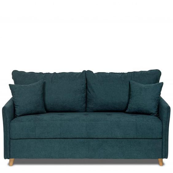 Canapé convertible express 140 RASPAIL matelas 16 cm sommier METAL enjoy bleu vert