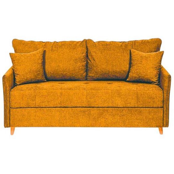 Canapé convertible express 140 RASPAIL matelas 16 cm sommier METAL Genesis Jaune Doré