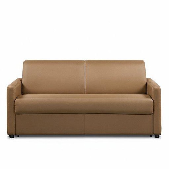 Canapé convertible express DAY 120 cm métal mono assise matelas 14 cm polyuréthane caramel