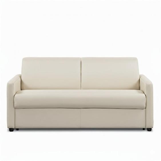 Canapé convertible express DAY 120 cm métal mono assise matelas 18 cm polyuréthane crème