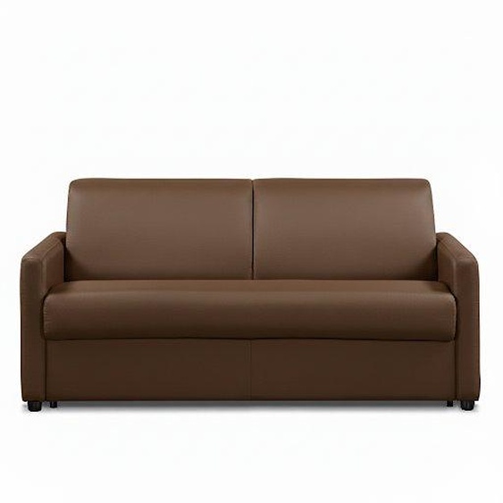 Canapé convertible express DAY 140 cm métal mono assise matelas 18 cm polyuréthane marron