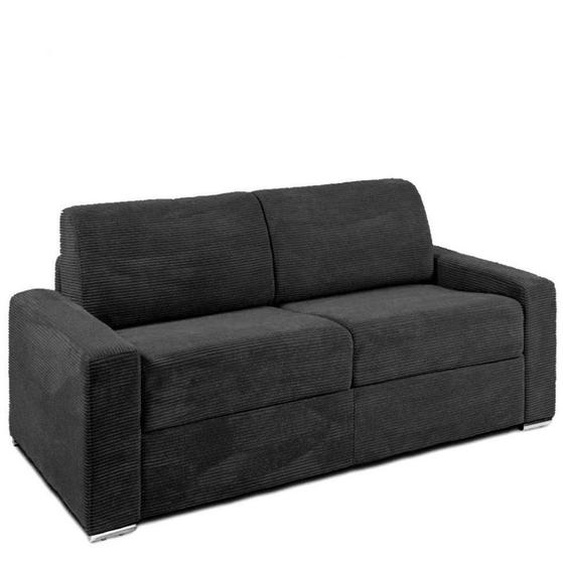 Canapé convertible EXPRESS DREAMER sommier LATTES 160cm matelas 16 cm velours côtelé graphite