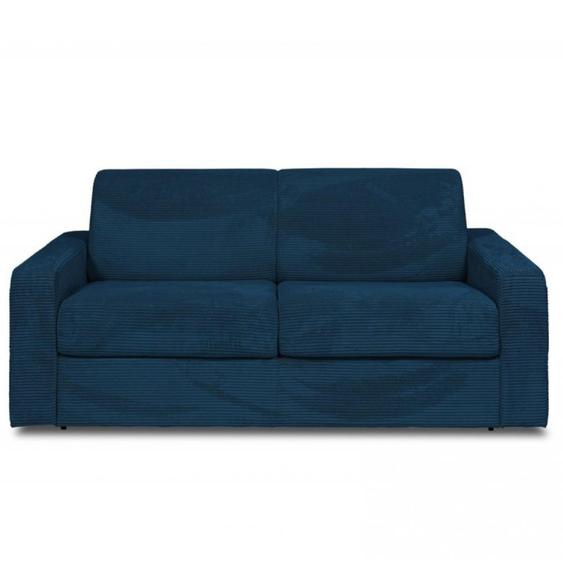Canapé convertible express MIDNIGHT 140cm matelas 16cm velours côtelé zoom bleu