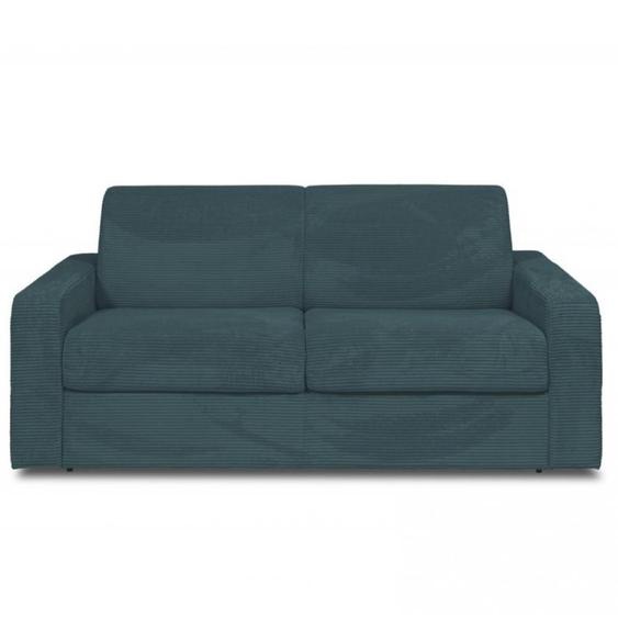 Canapé convertible express MIDNIGHT 160cm matelas 16cm velours côtelé zoom azur
